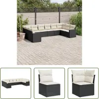 The Living Store 10-tlg. Garten-Sofagarnitur mit Kissen Schwarz Poly Rattan