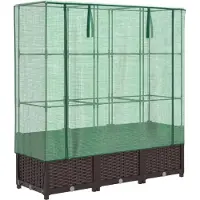 Syfax Hochbeet mit Gewächshaus-Aufsatz Rattan-Optik 120x40x138 cm