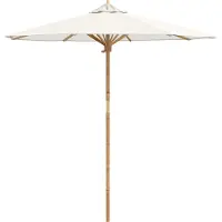 Syfax Garten-Sonnenschirm Cremeweiß Ø 217 x 230 cm Bambus