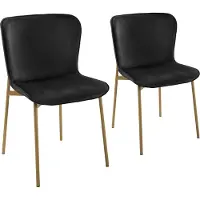 SVITA MARY 2er Set Esszimmerstuhl Polsterstuhl ohne Armlehnen Küchenstuhl Schwarz Gold
