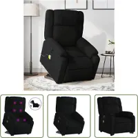 The Living Store Elektrischer Massagesessel mit Aufstehhilfe Schwarz Stoff