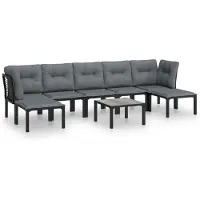 Syfax 8-tlg. Garten-Lounge-Set Schwarz und Grau Poly Rattan