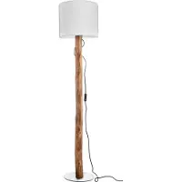 Globo Holz-Stehlampe Norin mit weißer Kapuze