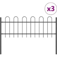 Syfax Gartenzaun BOXTEL 3 stk. 5,1 x 0,6 m Pulverbeschichteter Stahl