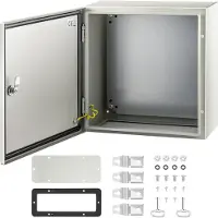 Vevor Schaltschrank NEMA-Industriegehäuse, 40 x 40 x 20 cm NEMA 4X-Stahl-Verteilerschrank, IP66 wasser- und staubdicht, elektrischer Anschlusskasten für den Außen-/Innenbereich, mit Montageplatte