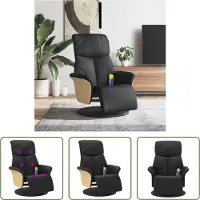 The Living Store Massagesessel mit Fußteil Schwarz Kunstleder