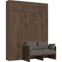 Itamoby Bett 140 Sofà Kentaro Noce mit Säule - Hängeschrank - Hängeschrank über Säule Klappbett