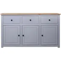 Syfax Sideboard Grau 135x40x80 cm Kiefernholz Panama
