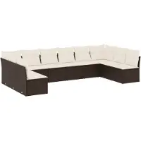 Syfax 10-tlg. Garten-Sofagarnitur mit Kissen Braun Poly Rattan