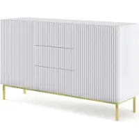 Furnlux Classic FURNLUX Anrichte Ravenna B Weiss Und Gold 150cm / Hauptfarbe: Weiß / Abmessungen: 150 x 89 x 42 cm