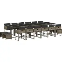 Syfax 17-tlg. Garten-Essgruppe mit Kissen Grau Poly Rattan