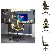vidaXL Gaming-Stuhl Schwarz und Golden Kunstleder - Gaming-Sessel