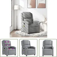 The Living Store Massagesessel Hellgrau Stoff