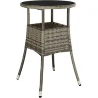 Syfax Gartentisch Ø60x75 cm Hartglas und Poly Rattan Grau