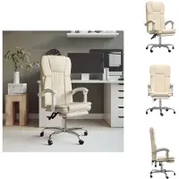 vidaXL Bürostuhl mit Liegefunktion Creme Kunstleder - Bürostühle