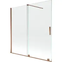 Mexen Velar Badewannenabtrennung 2-flügelig, verschiebbar 160 x 150 cm, transparent, Roségold - 896-160-000-01-60