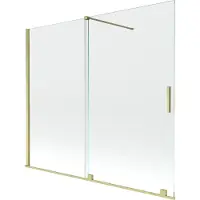 Mexen Velar, 2-flügelige Duschwand, 180 x 150 cm, transparent, gebürstet gold - 896-180-000-01-55