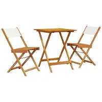 Syfax 3-tlg. Bistro-Set Cremeweiß Stoff und Massivholz