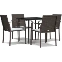 vidaXL 5-tlg. Garten-Essgruppe mit Kissen Poly Rattan und Stahl