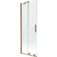 Mexen Velar Badewannenabtrennung 2-flügelig verschiebbar 75 x 150 cm, transparent, gebürstetes Kupfer - 896-075-000-01-65
