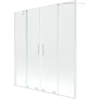 Mexen Velar Duo Badewannenfaltwand 2-flügelig, verschiebbar, 150 x 150 cm, transparent, weiß - 896-150-000-02-20