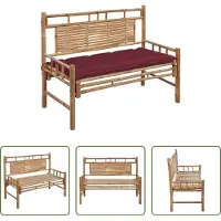 The Living Store Gartenbank mit Auflage 120 cm Bambus
