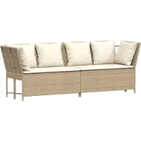 Syfax Gartensofa mit Kissen Beige Poly Rattan