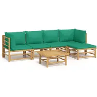 Syfax 6-tlg. Garten-Lounge-Set mit Grünen Kissen Bambus