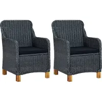 Syfax Gartenstühle mit Kissen 2 Stk. Poly Rattan Dunkelgrau