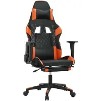 Syfax Gaming-Stuhl mit Massage & Fußstütze Schwarz Orange Kunstleder