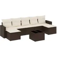 Syfax 8-tlg. Garten-Sofagarnitur mit Kissen Braun Poly Rattan
