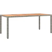 Syfax Gartentisch mit Holzplatte Grau Poly Rattan & Massivholz Akazie