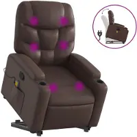 Syfax Massagesessel mit Aufstehhilfe Braun Kunstleder