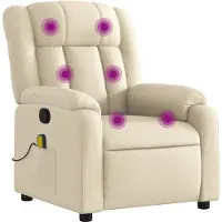 Syfax Massagesessel Creme Stoff 78 x 92 x 98 cm (B x T x H) mit manueller Liegefunktion und Vibrationsfunktion