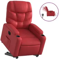 Syfax Relaxsessel mit Aufstehhilfe Elektrisch Rot Kunstleder