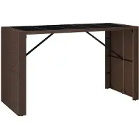 Syfax Bartisch mit Glasplatte Braun 185x80x110 cm Poly Rattan