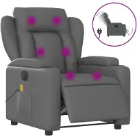 Syfax Massagesessel Elektrisch Grau Kunstleder