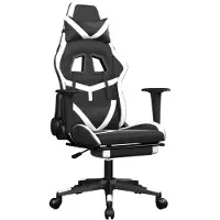 Syfax Gaming-Stuhl mit Massage & Fußstütze Schwarz & Weiß Kunstleder
