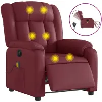 Syfax Massagesessel Elektrisch Weinrot Kunstleder