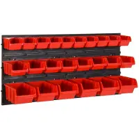 The Living Store 26-tlg Stapelboxen-Wandregal Rot & Schwarz 77x39cm Polypropylen
