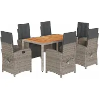 Syfax 7-tlg. Garten-Essgruppe mit Kissen Grau Poly Rattan