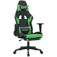 Syfax Gaming-Stuhl mit Massage & Fußstütze Schwarz & Grün Kunstleder