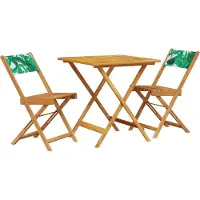 Syfax 3-tlg. Bistro-Set Blattmuster Stoff und Massivholz