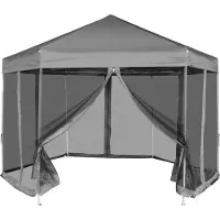 Syfax Hexagonal Pop-Up Zelt mit 6 Seitenwänden Grau 3,6x3,1 m