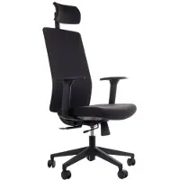 Stema Drehbarer ergonomischer Bürostuhl ZN-807-B, verstellbare Armlehnen, Kopfstütze, verschiebbarer Sitz (vorne-hinten), Schwarz