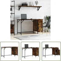 The Living Store Computertisch Räuchereiche 131x48x75 cm Holzwerkstoff