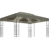 Syfax Pavillon mit LED-Lichterkette 3x4 m Taupe