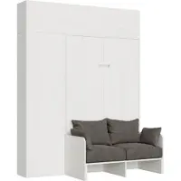 Itamoby - Bett 140 Sofà Kentaro Esche weiß mit Säule - Hängeschrank - Hängeschrank über Säule Klappbett