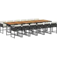 Syfax 13-tlg. Garten-Essgruppe mit Kissen Schwarz Poly Rattan