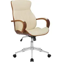 CLP Bürostuhl ergonomisch Melilla, Höhenverstellbar und Drehbar, mit kippbarer Rückenlehne und Armlehnen aus Kunstleder, Schreibtischstuhl, Farbe: walnuss/creme